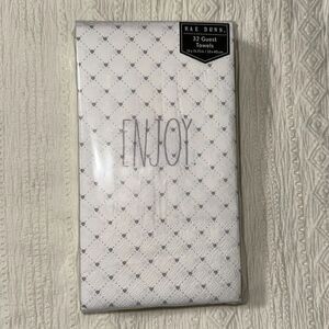 RAE DUNN 32 x 1pk ENJOY Guest Paper Towel Napkins Heart Trellis Lavender Ivory
